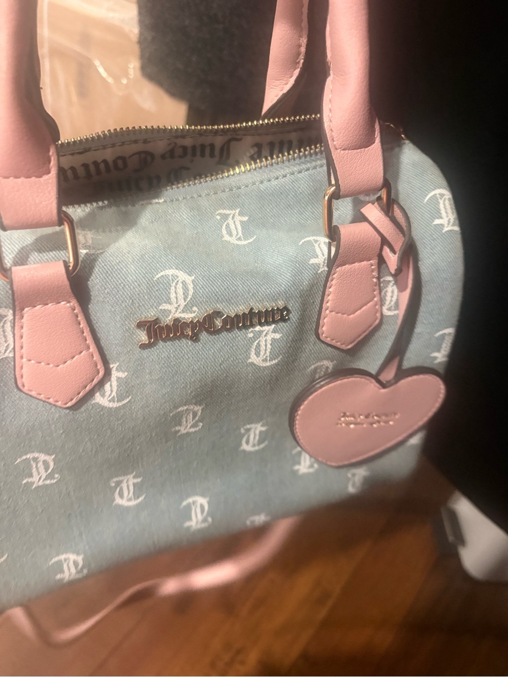 Juicy Couture Pink & Light Blue Logo Satchel